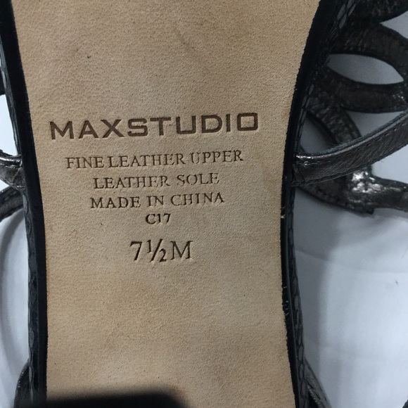 MAX STUDIO | 100% Leather Heeled Sandals - Flower Cutout - EUC - Sz: 7.5 - Picture 8 of 9